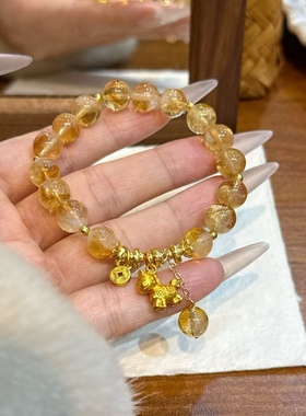 「财运享通·马上暴富」天然黄水晶手串本命年小马手链女好运礼物