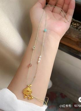 手工编织细软高级珍珠项链绳女可挂和田玉平安扣黄金如意锁佛公绳