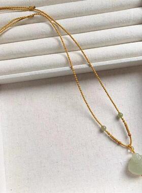 手工编织细软项链高档翡翠和田玉黄金锁包玉佛平安扣挂绳女可调节