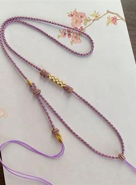 「香芋紫」高档手工编绳项链可挂吊坠佛公黄金蜜蜡佛牌平安扣配绳