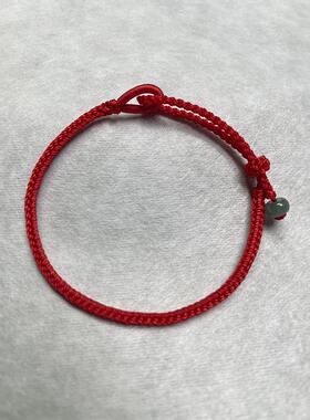 天然A货翡翠转运珠手链女生手工编织细软简约本命年红绳闺蜜礼物
