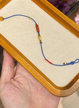 「年年有余」幸运小金鱼编绳手链本命年红蓝手绳简约显白情侣手绳