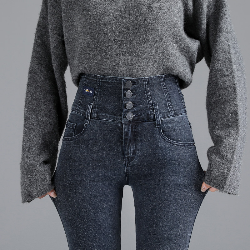 超高腰2020年秋季新款修身牛仔裤 遇岩服饰牛仔裤