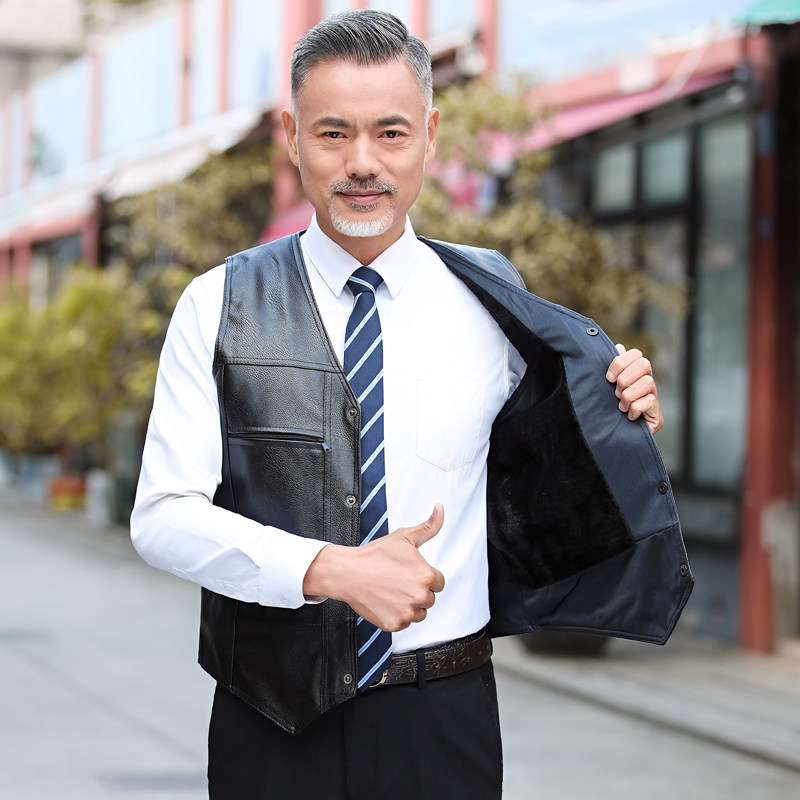 2021新款中年男士加绒加厚皮马甲 沃雷纳背心/马甲