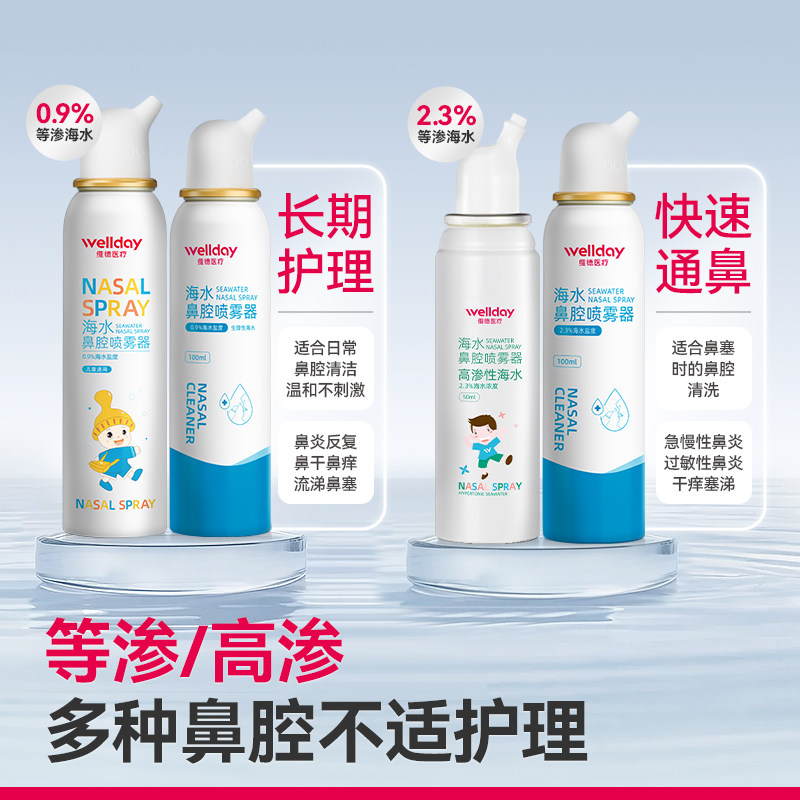 维德生理性海盐水鼻腔喷雾成人医用儿童鼻炎洗鼻器婴儿鼻子鼻喷剂
