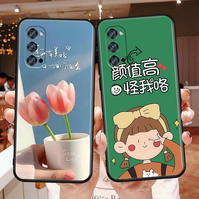 适用于opporeno4pro手机壳软硅胶0pp0reno4pro5g曲面屏ooporeno4por后壳男oppo女款新款opporen4pro黑色超薄 - 图1