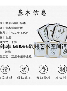 腊叶标本干制标本装裱画中草药实木框各种植物人工采集制作教学展