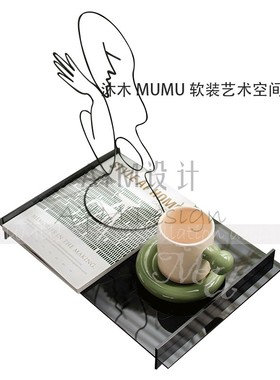 绿色摆件样板间房客厅茶几卧室飘窗托盘组合软装饰品新款家居饰品