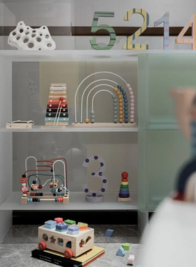 简约现代样板间儿童房软装摆件售楼处儿童区柜内木质玩具装饰品