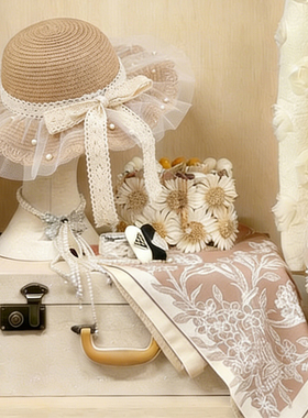 沐木新款样板间儿童房软装饰品组合套装粉杏色女孩衣柜包包连衣裙