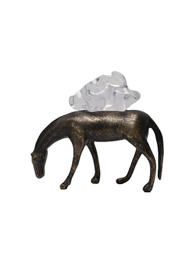 宋代美学书柜道具书木化石书档铁艺玲铛饰品新中式样板间茶柜软装