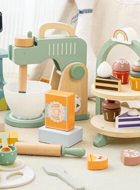 简约现代样板间儿童房玩耍区积木摆件木质玩具卡通装饰品套装组合