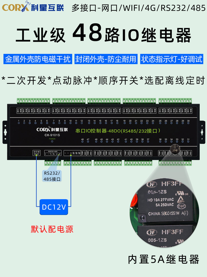 36-40-42-45-46-48路modbusrtu串口485网口tcp网络继电器io控制板 - 图0