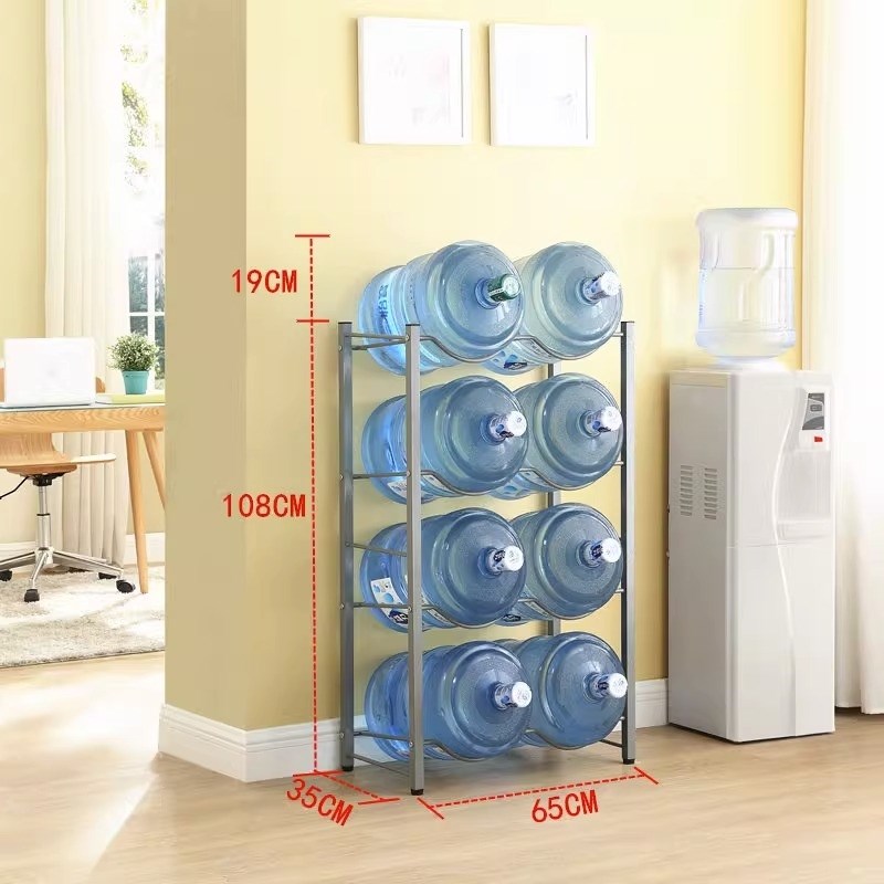 新款四层水桶架、三桶装水支架陈列架倒置、纯净水桶放置架收纳架 - 图1