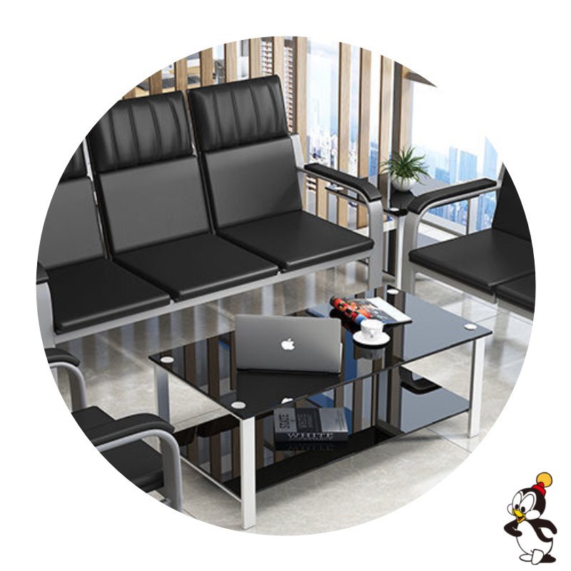 简易办公沙发茶几组合商务接待室会客皮艺不锈钢沙发椅三人位小型