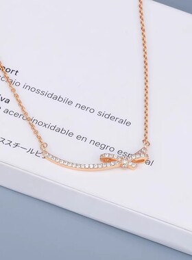 新加坡chomel项链女一字微笑蝴蝶结轻奢小众锁骨链送女友生日礼物