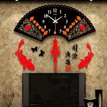 New Chinese Atmosphere Home Living Room Night Light Hanging Clock Creative Personality Clock Silent Fashion Electronic Quartz Pendulum Clock