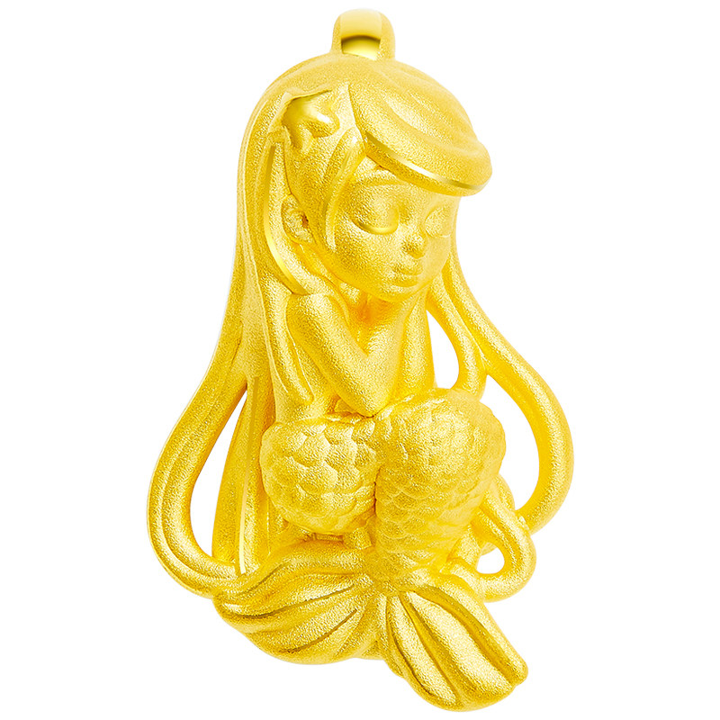 爱之恋珠宝睡美人鱼吊坠3D足金 999女时尚个性黄金挂坠送女友礼物