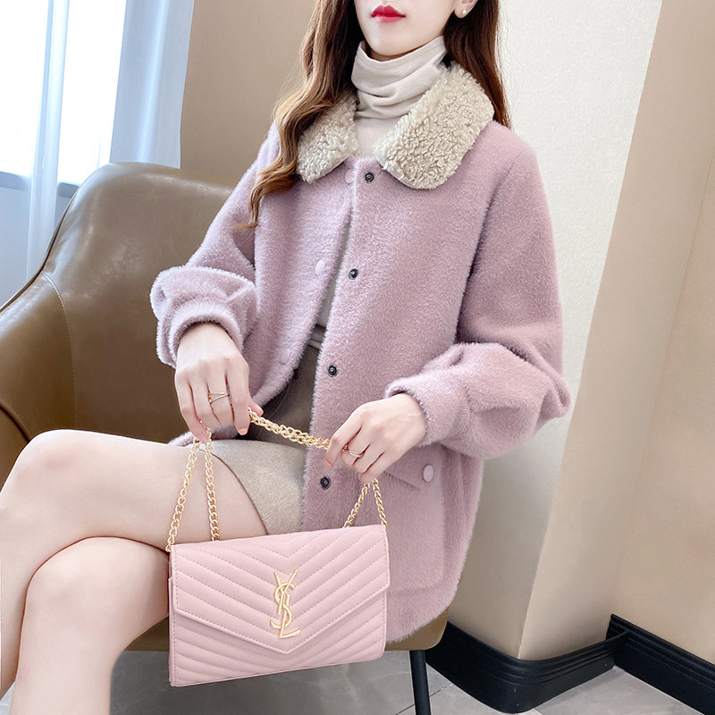 外套2020年新款小个子水貂绒毛衣 索思斐短外套