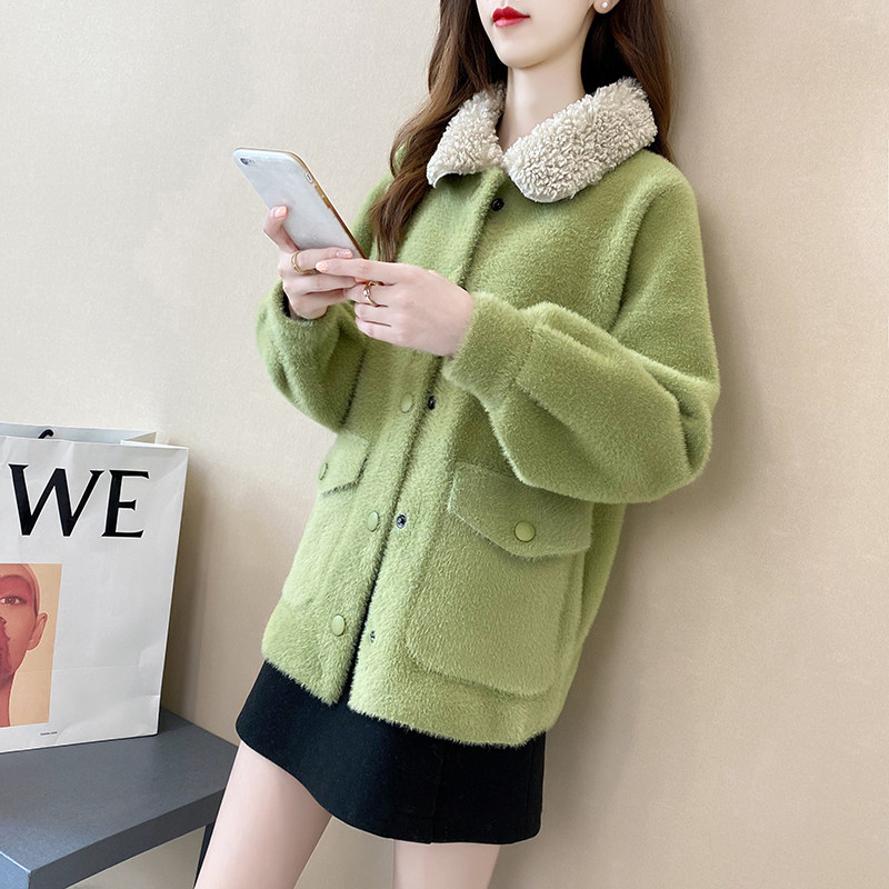 外套2020年新款小个子水貂绒毛衣 索思斐短外套