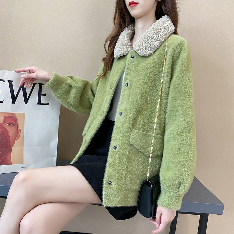 外套2020年新款小个子水貂绒毛衣 索思斐短外套