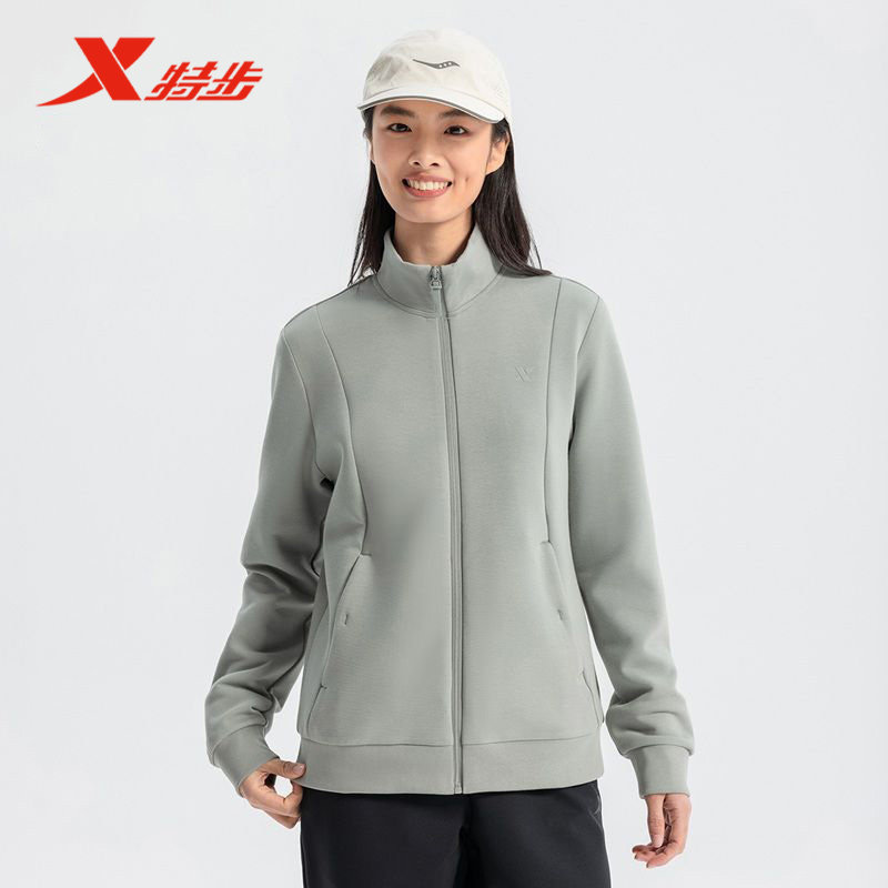 特步运动外套女子2025春季新款健身跑步运动上衣夹克975128060056