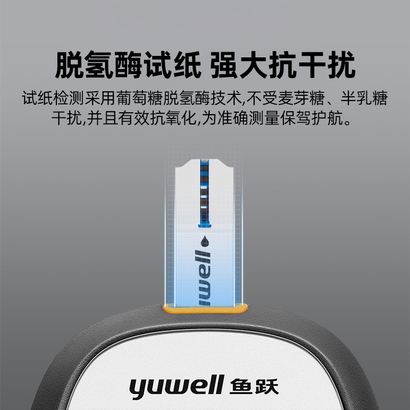 鱼跃血糖试纸660血糖仪医用高精准全自动家用免调码脱氢酶试纸条 - 图0