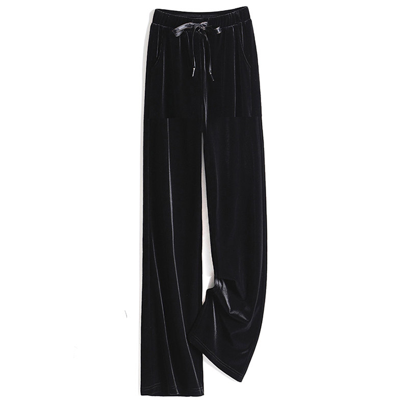 坠感金丝绒显瘦加绒秋冬新款阔腿裤 凌井颜休闲裤