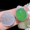 Cuiqin Emperor Bingyang Green Cabochon Ring 18k gold diamond inlaid with natural A-grade jadeite full and translucent