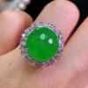 Cuiqin Emperor Bingyang Green Cabochon Ring 18k gold diamond inlaid with natural A-grade jadeite full and translucent