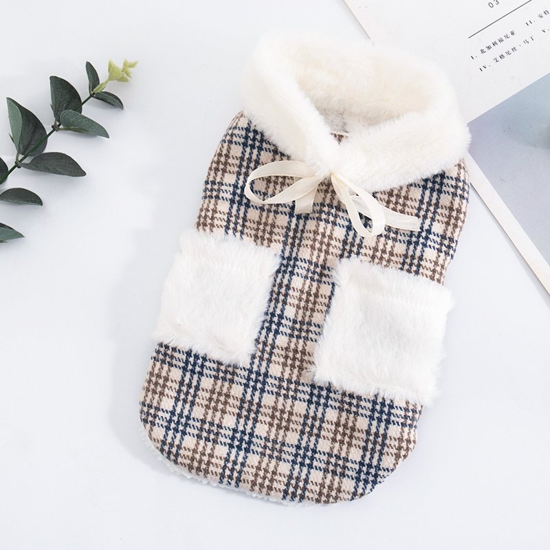 狗狗衣服小型犬格子毛绒背心泰迪比熊博美宠物猫咪服装幼猫秋冬装,淘宝优惠券,粉丝福利购,淘宝优惠卷