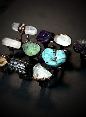 跨境复古风天然原石紫黄白晶萤石