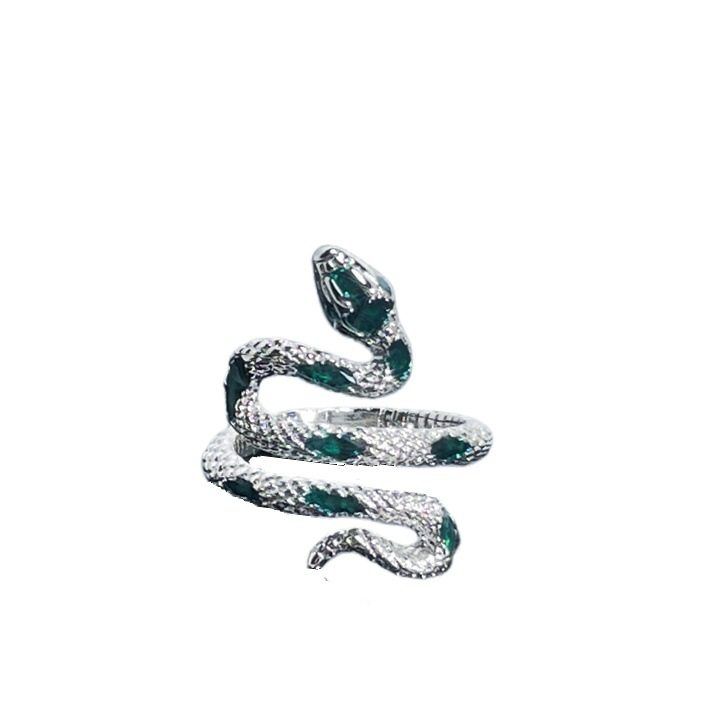 Ins niche design sense ring for women retro green zircon drop glaze temperament cold style fashionable trendy finger ring