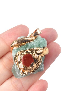 1680-20~40mm超大鎏金水晶原石吊坠多色水晶石不规则项链饰品配