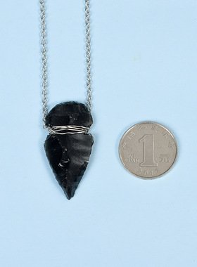 大量现货天然黑曜石箭头原石手工diy吊坠项链材料饰品配件
