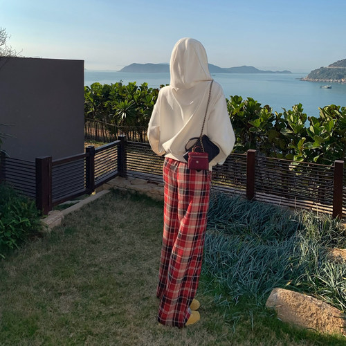 PickRui睿哥  慵懒玩家 sk1ms多巴胺复古格纹裤女美式休闲裤春夏 - 图1