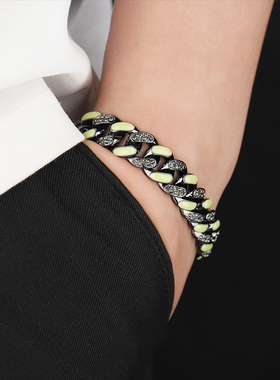 2025新款爆款高级感钛钢合成锆石手链古巴手链男个性配饰高级感