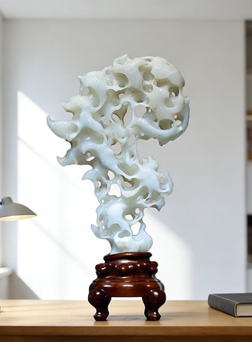 天然太湖石玉玲珑家居玄关桌面博古架装饰摆件中式开业乔迁送礼品