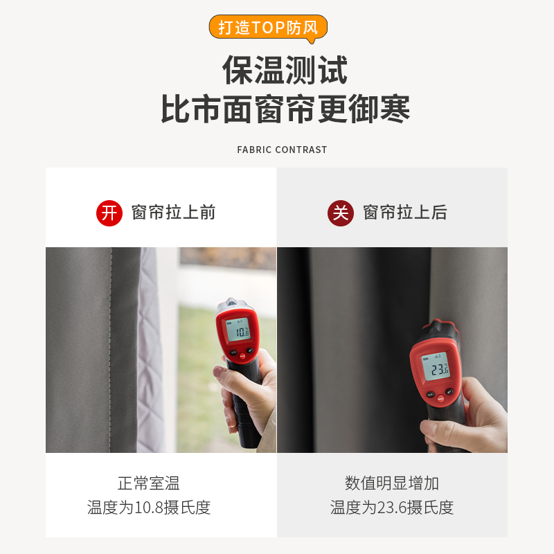 挡风防寒窗帘冬季防风保暖超强隔音加厚全遮光夹棉隔冷气2022新款 - 图3