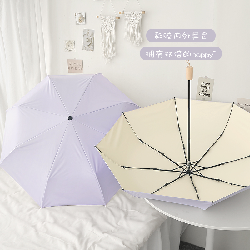 日本MK治愈系雨伞女晴雨两用折叠彩胶遮阳太阳伞防晒防紫外线-图1