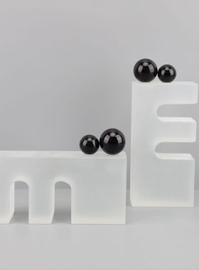 新中式现代水晶磨砂蓝球摆件样板房售楼部客厅茶几会所家居饰品