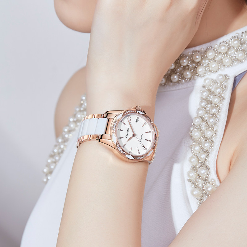 卡罗莱官方正品陶瓷防水时尚全女表 iwochs国产腕表