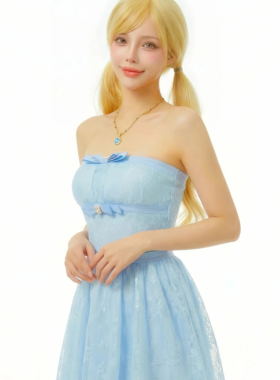 人鱼之歌蓝色烟花串珠蓝钻锁骨链