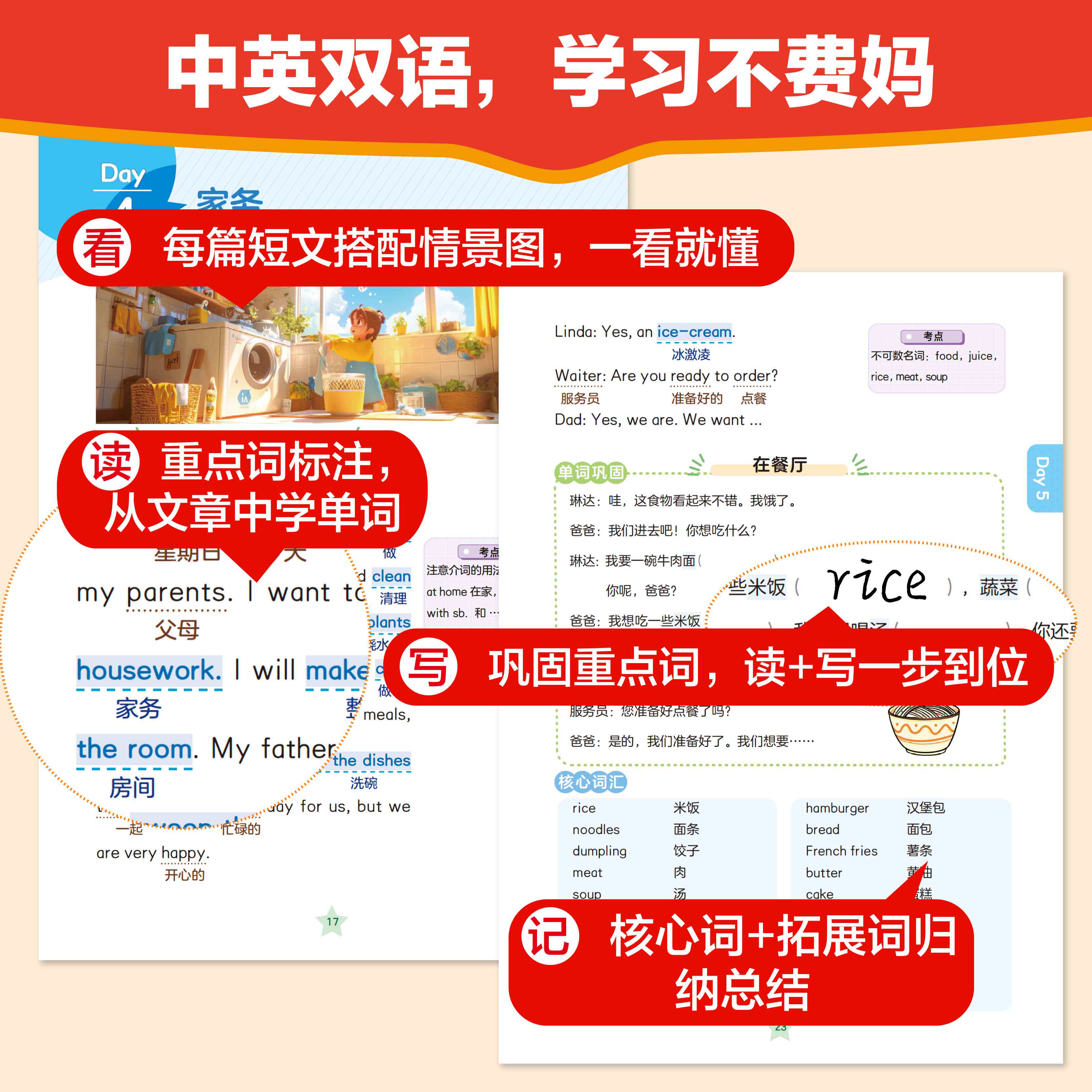 正版 21天英语单词核心考点 6-12岁小学阶段核心词汇 图解漫画思维导图期中期末小升初KETPET试卷真题 小学生英语单词学习速记技巧