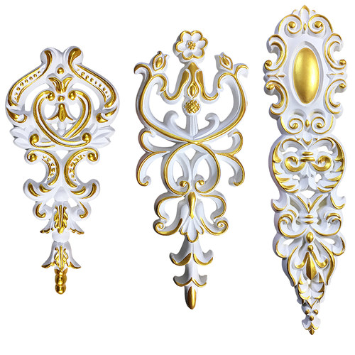 法式pu线条天花吊顶雕花顶面中花背景墙墙面拱门石膏角花镂空装饰 - 图3