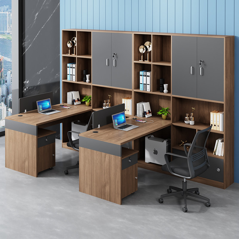 新款财务办桌桌职员公椅组合双人坐对办公室n主管桌带高柜会计办