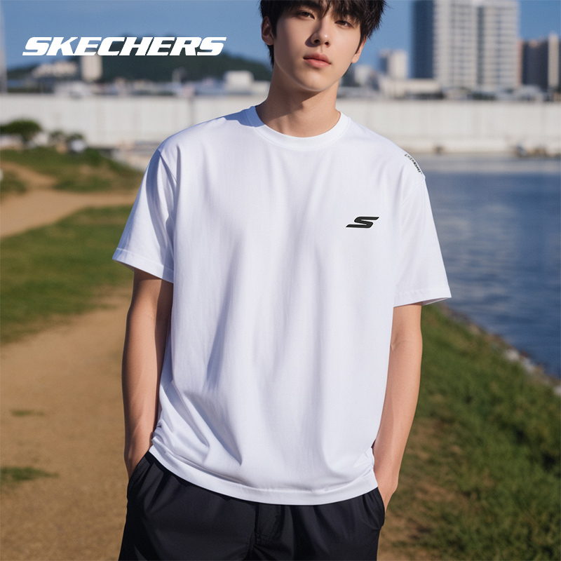 斯凯奇速干短袖男装夏季新款快干t恤透气运动半袖健身跑步薄上衣