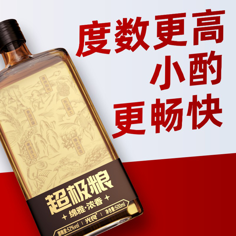 【官方正品】光良超极粮 42/52度浓香型白酒纯粮高粱酒整箱500ml-图2