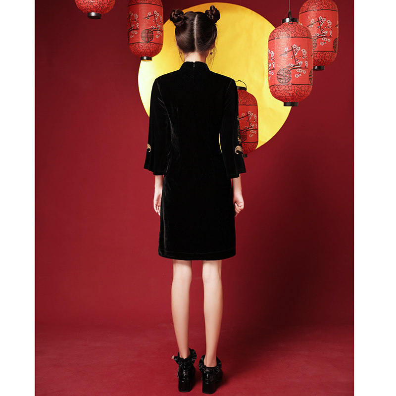 国潮旗袍2022年新款年轻款连衣裙 森莞旗袍