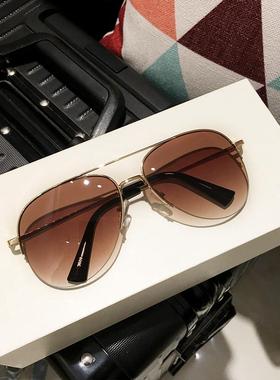 飞行员墨镜百搭大脸显瘦开车防晒紫外线蛤蟆镜个性半框太阳眼镜
